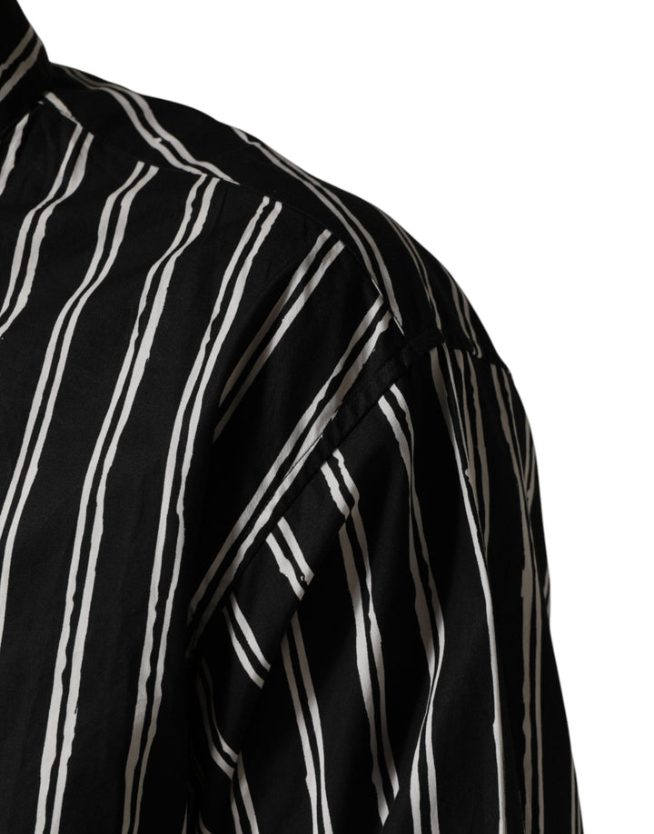 Men’s Dolce &amp; Gabbana Black Stripes Cotton Men Formal Dress Shirt