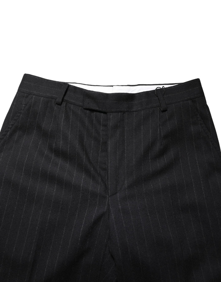 Men’s Dolce &amp; Gabbana Black Stripes Wool Dress Formal Trouser Pants