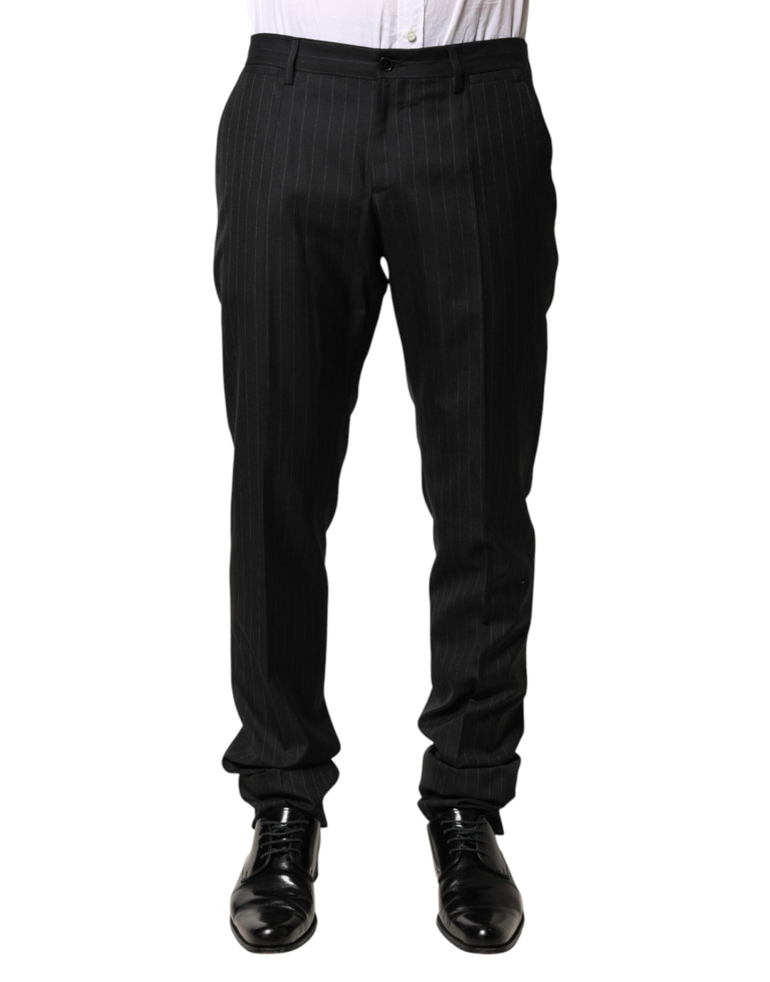 Men’s Dolce & Gabbana Black Stripes Wool Men Dress Trousers Pants