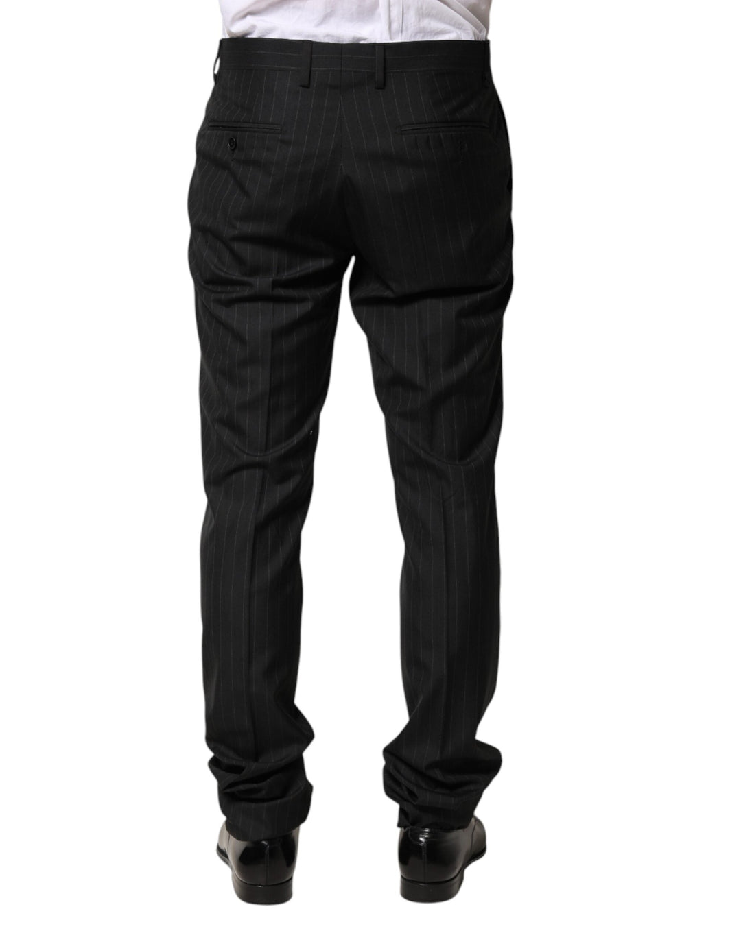 Men’s Dolce &amp; Gabbana Black Stripes Wool Men Dress Trousers Pants