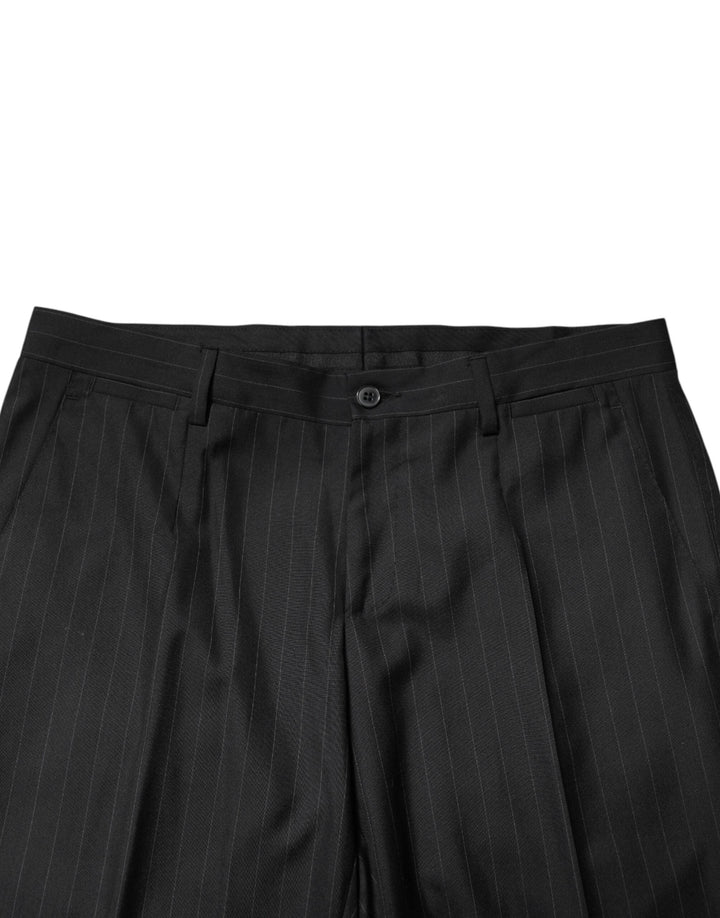 Men’s Dolce &amp; Gabbana Black Stripes Wool Men Dress Trousers Pants