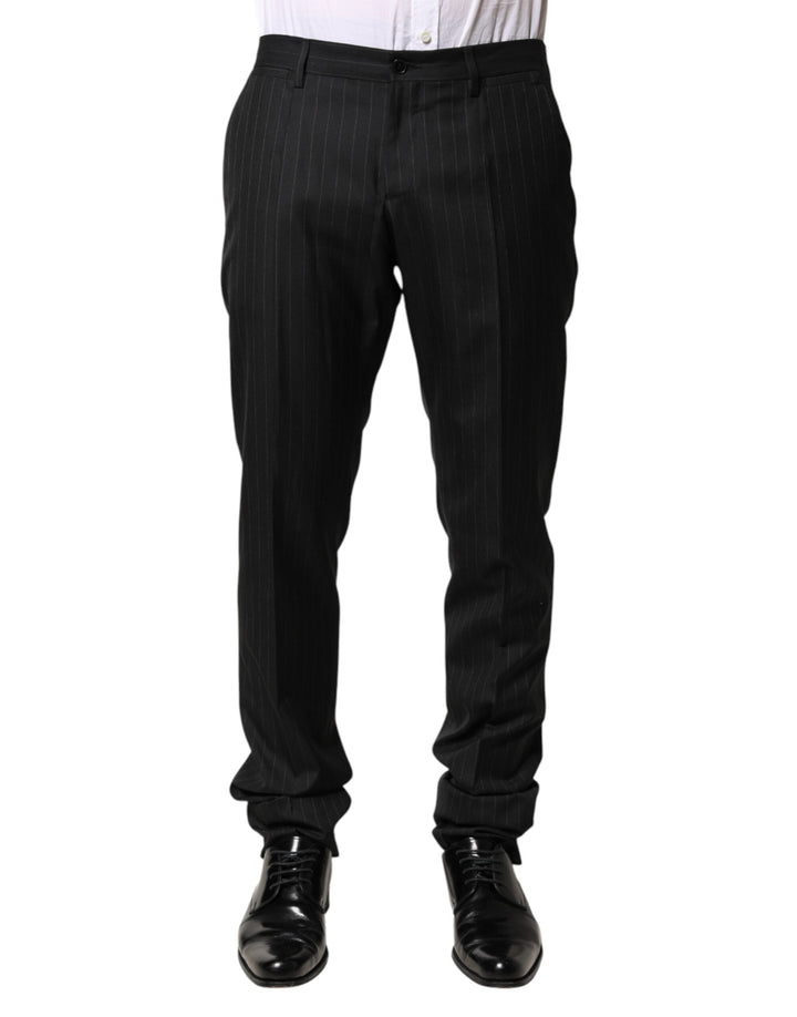 Men’s Dolce &amp; Gabbana Black Stripes Wool Men Dress Trousers Pants