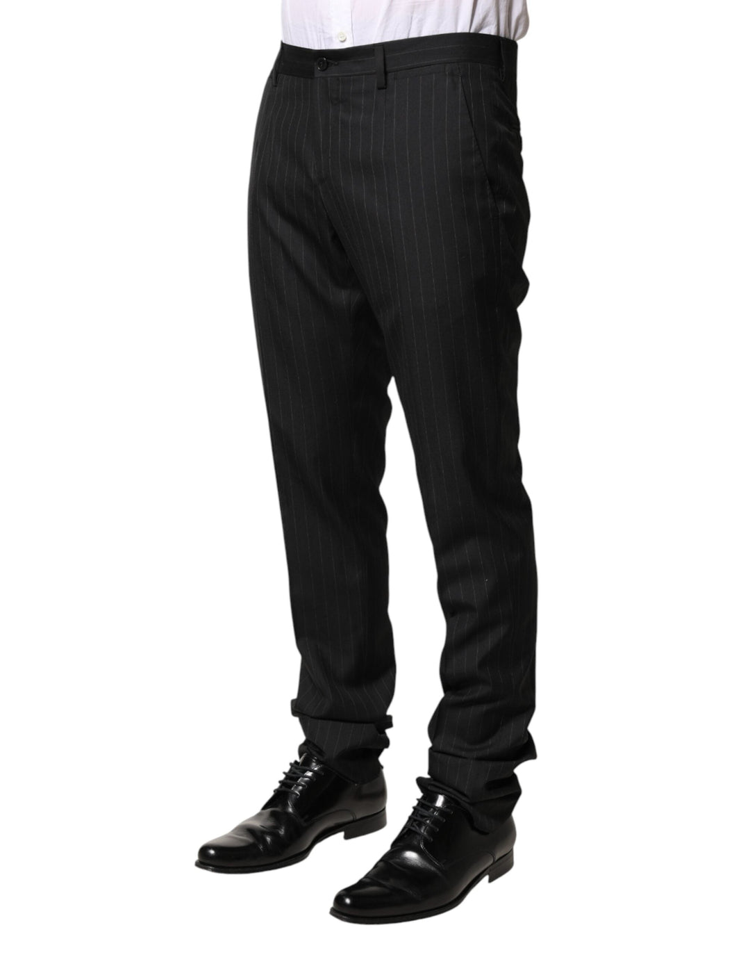 Men’s Dolce &amp; Gabbana Black Stripes Wool Men Dress Trousers Pants
