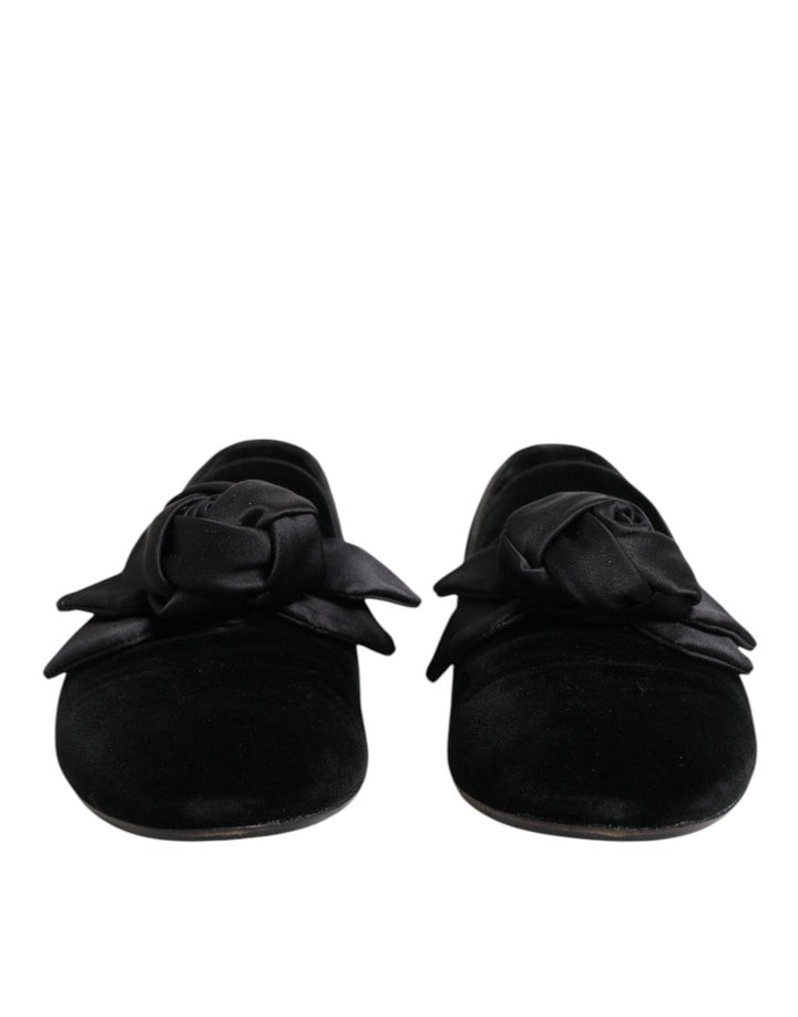 Men’s Dolce &amp; Gabbana Black Suede Cotton Rose Slip on Loafers Shoes
