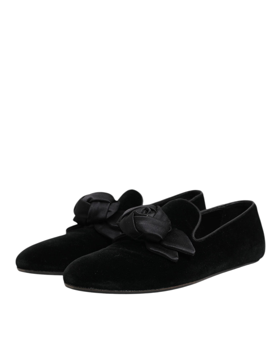 Men’s Dolce &amp; Gabbana Black Suede Cotton Rose Slip on Loafers Shoes