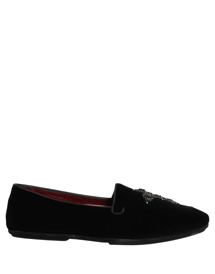 Men’s Dolce &amp; Gabbana Black Suede Embellished Dress Loafers Shoes