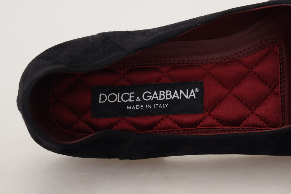 Men’s Dolce & Gabbana Black Suede Gold Cross Slip on Loafers Shoes