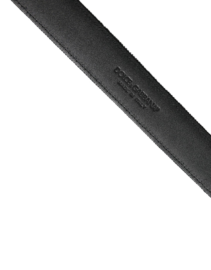 Dolce &amp; Gabbana Black Suede Silver Tone Metal Buckle Men Belt