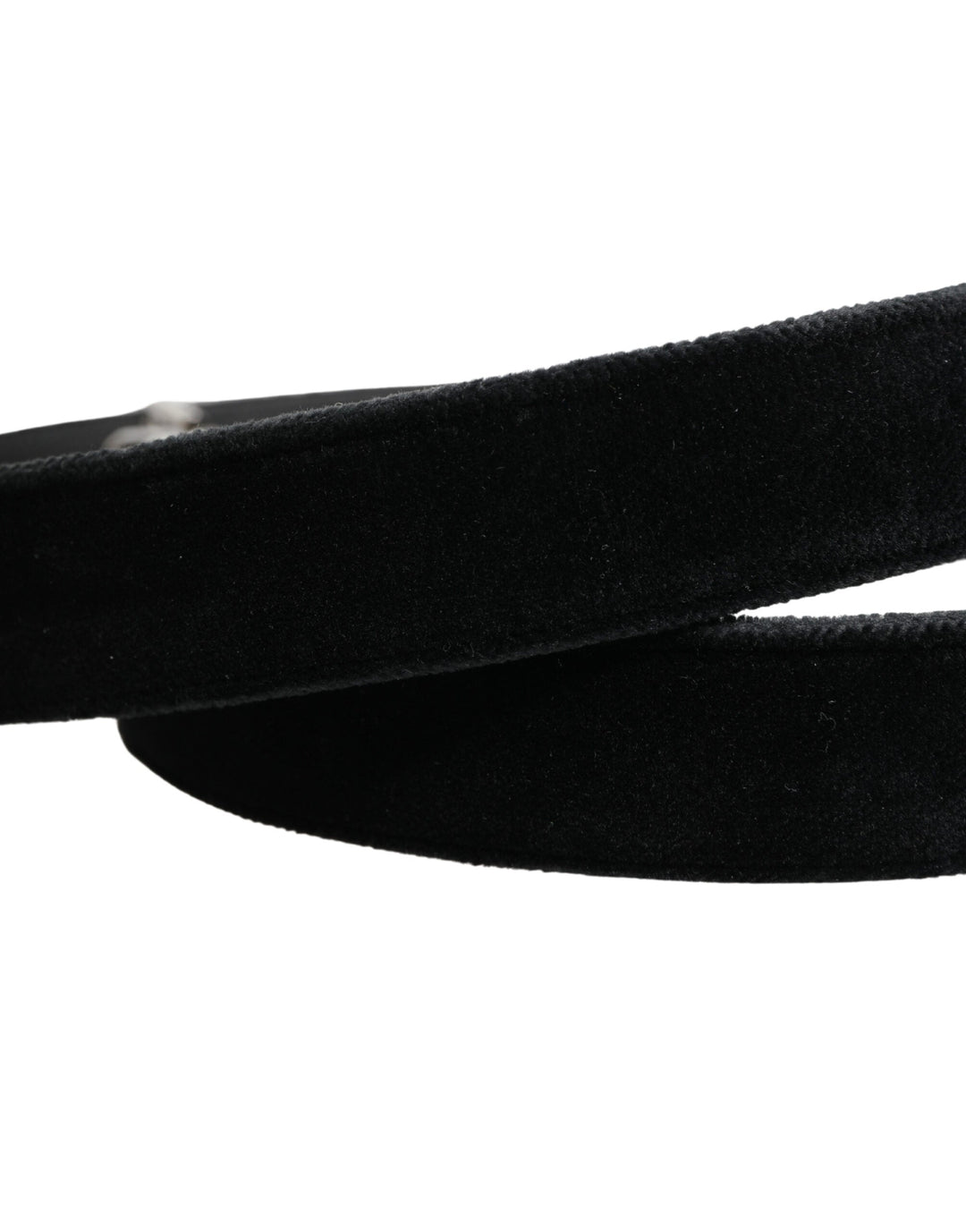 Dolce &amp; Gabbana Black Suede Silver Tone Metal Buckle Men Belt