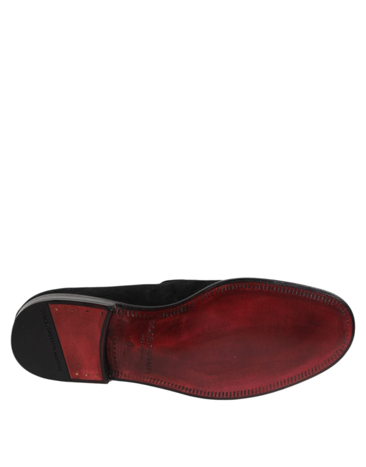 Men’s Dolce &amp; Gabbana Black Suede Slip on Loafers Formal Shoes