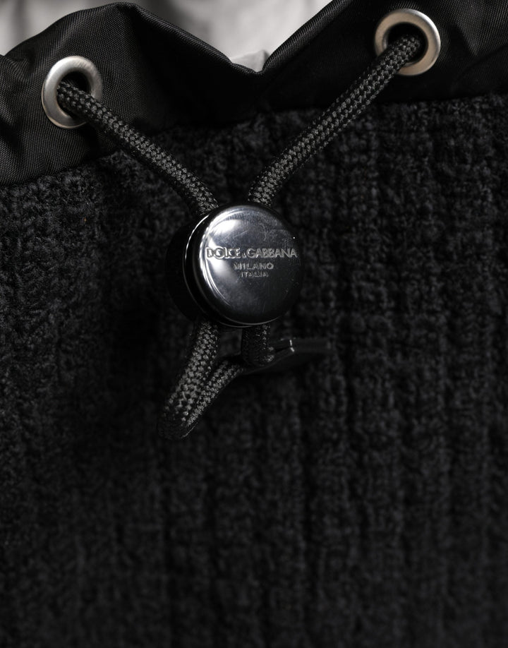 Men’s Dolce &amp; Gabbana Black Tricot Wool Blend Duffel Backpack Travel Borse Bag