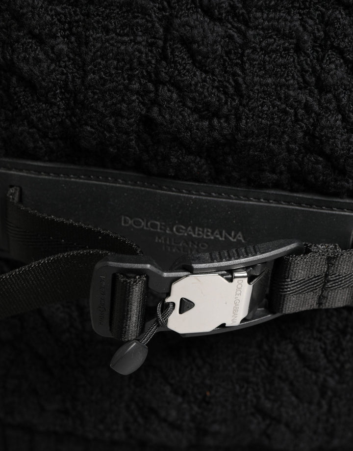 Men’s Dolce &amp; Gabbana Black Tricot Wool Blend Duffel Backpack Travel Borse Bag