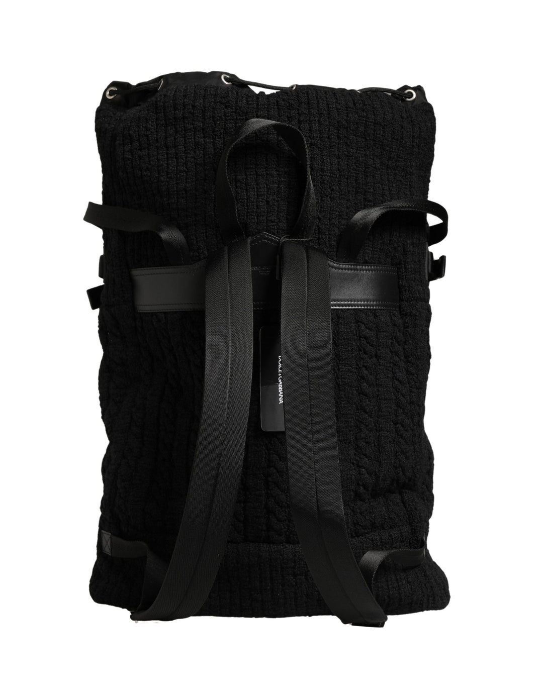 Men’s Dolce &amp; Gabbana Black Tricot Wool Blend Duffel Backpack Travel Borse Bag