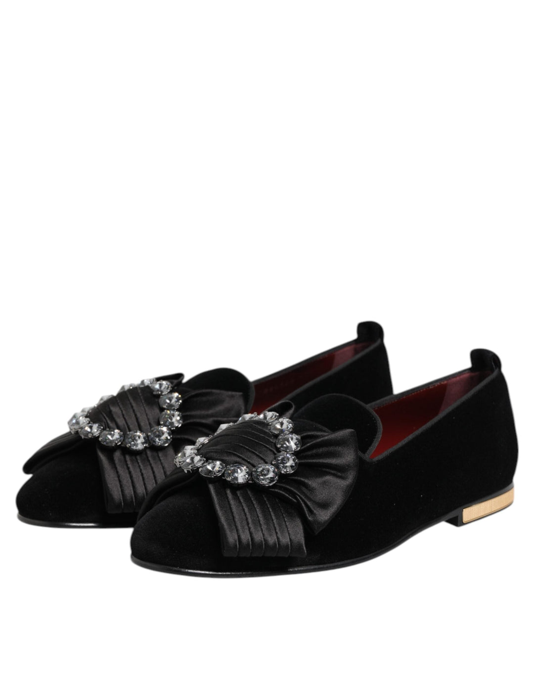 Men’s Dolce &amp; Gabbana Black Vaticano Crystal Ribbon Slip on Shoes