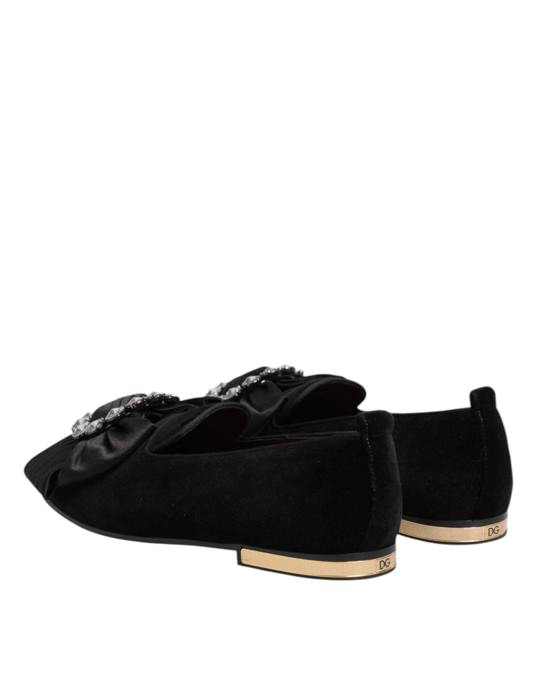 Men’s Dolce &amp; Gabbana Black Vaticano Crystal Ribbon Slip on Shoes