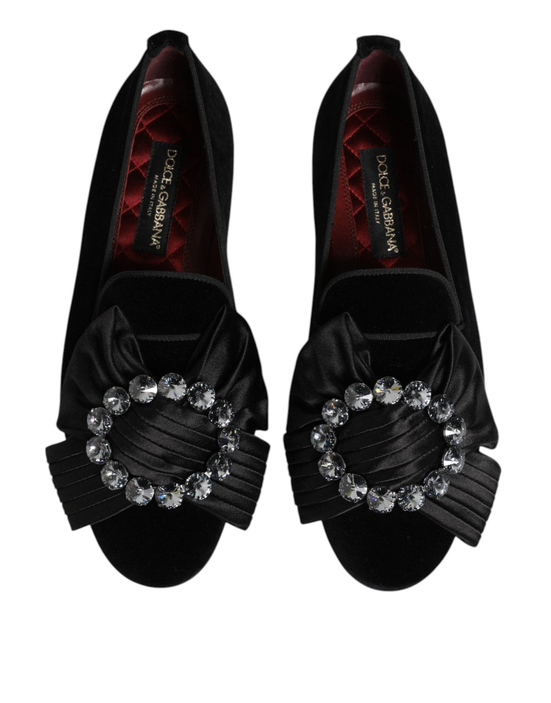 Men’s Dolce &amp; Gabbana Black Vaticano Crystal Ribbon Slip on Shoes