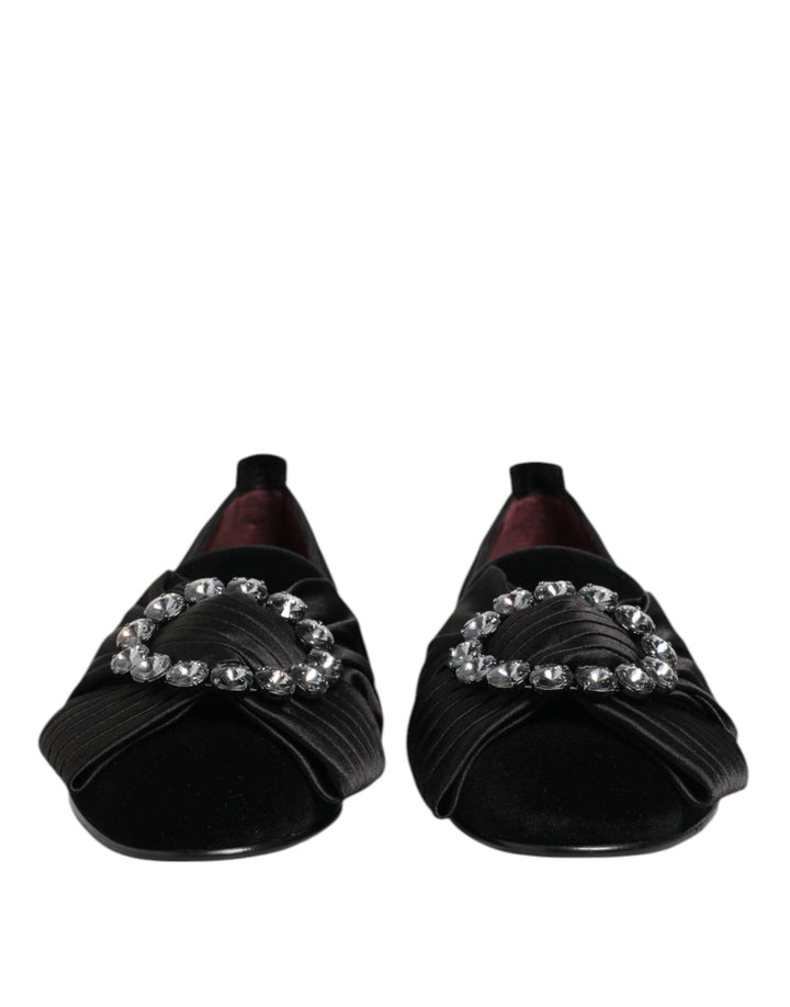 Men’s Dolce &amp; Gabbana Black Vaticano Crystal Ribbon Slip on Shoes