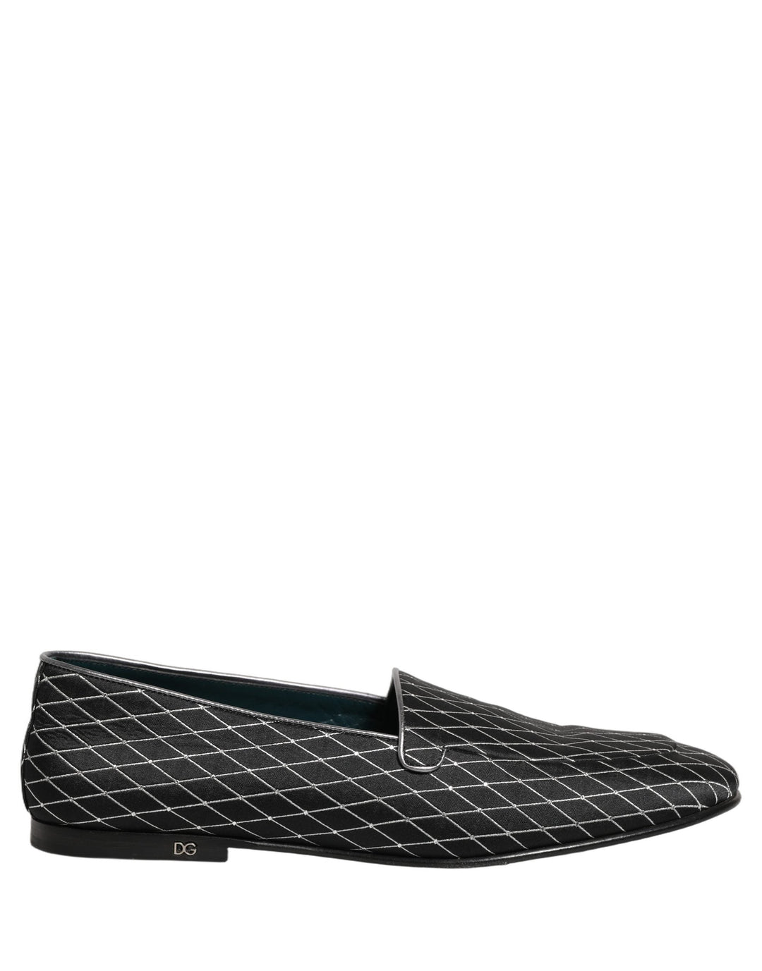 Men’s Dolce &amp; Gabbana Black Velvet Diamond Stitched Loafers Shoes