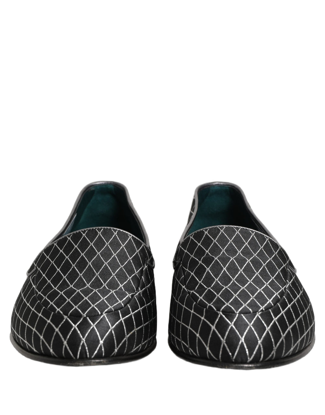 Men’s Dolce &amp; Gabbana Black Velvet Diamond Stitched Loafers Shoes