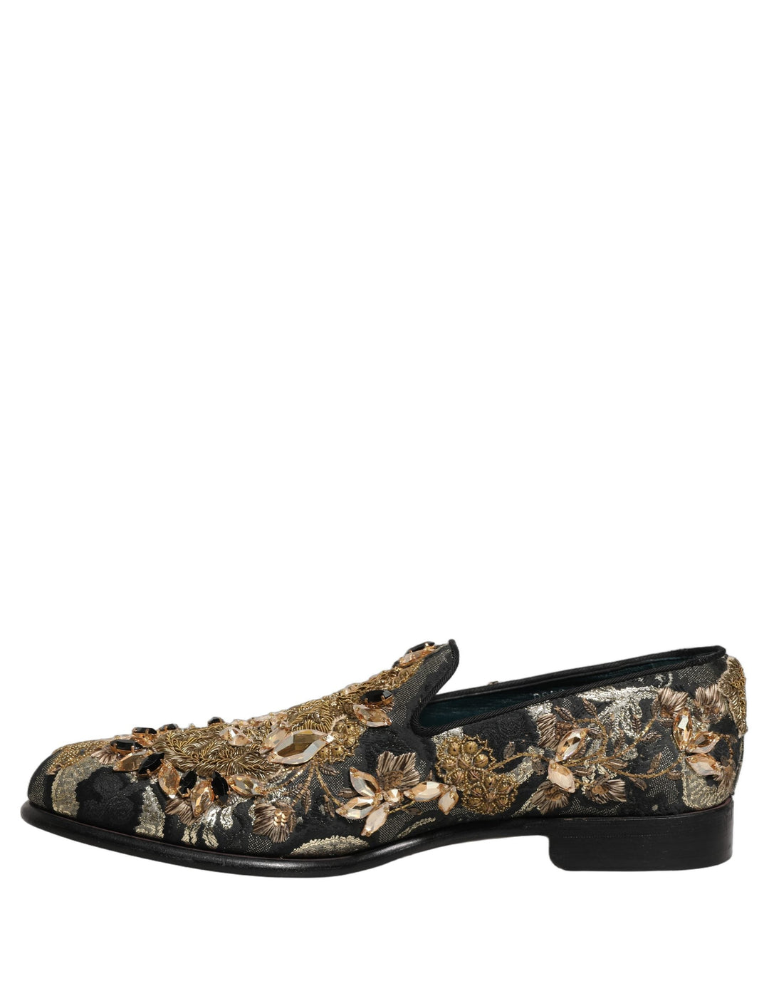 Men’s Dolce &amp; Gabbana Black Velvet Embellished Dress Loafers Shoes