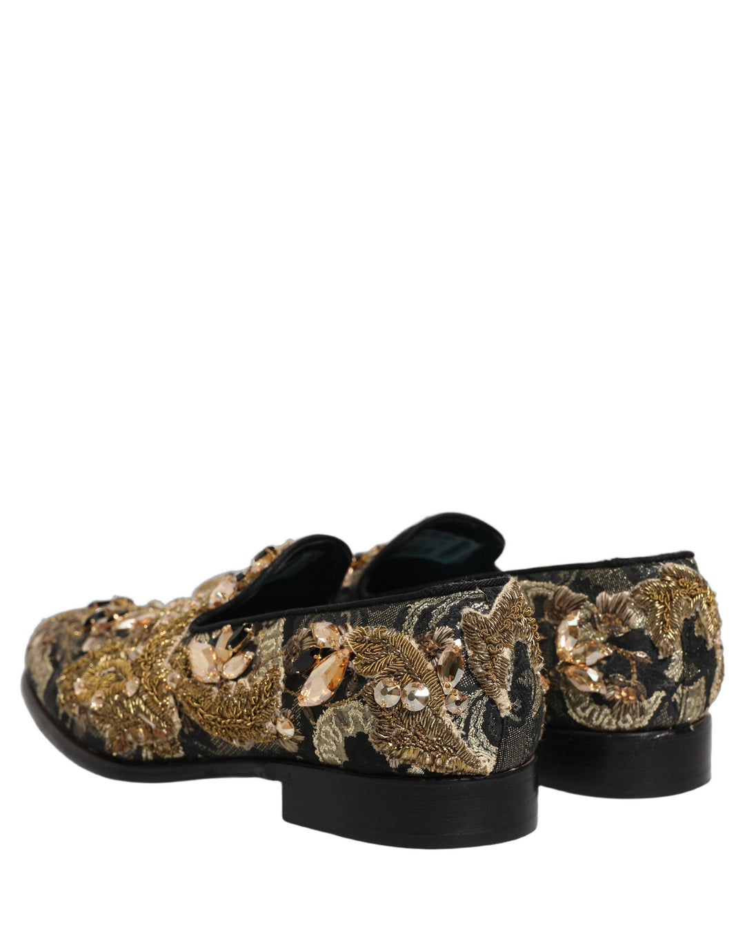 Men’s Dolce &amp; Gabbana Black Velvet Embellished Dress Loafers Shoes