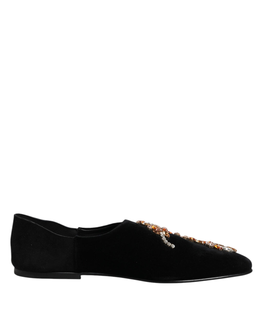 Men’s Dolce &amp; Gabbana Black Velvet Embellished Loafer Slip on Shoes