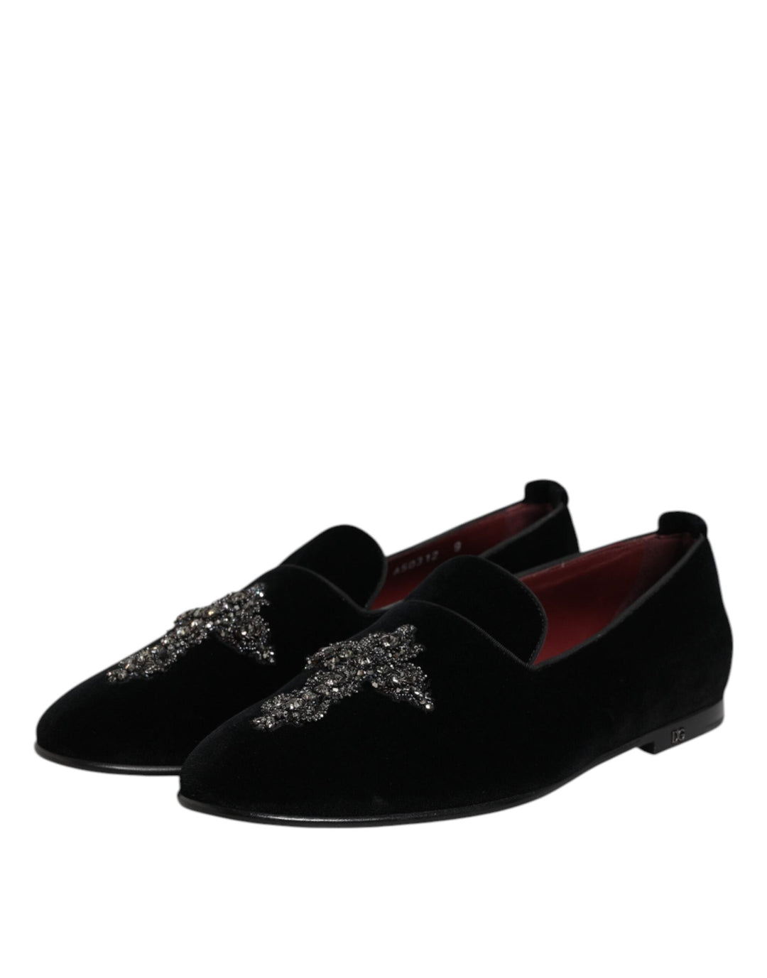 Men’s Dolce &amp; Gabbana Black Velvet Embellished Loafer Slip on Shoes