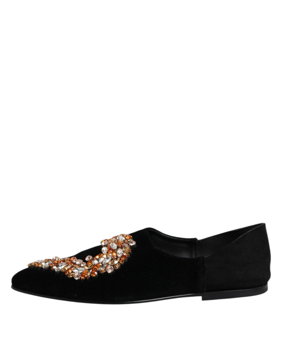 Men’s Dolce &amp; Gabbana Black Velvet Embellished Loafer Slip on Shoes