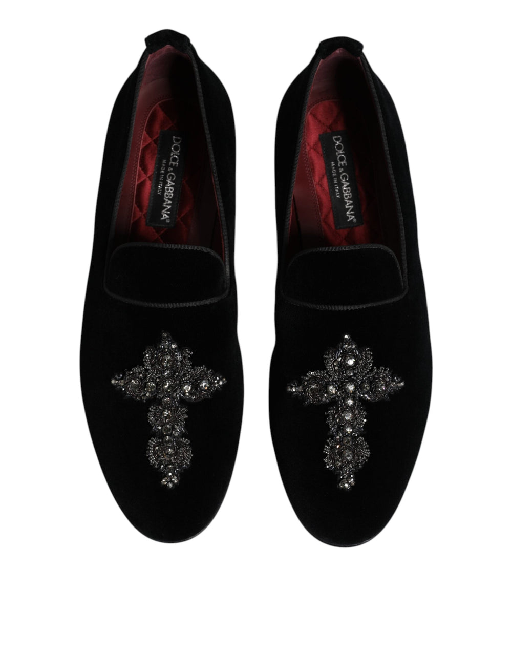 Men’s Dolce & Gabbana Black Velvet Embellished Loafer Slip on Shoes