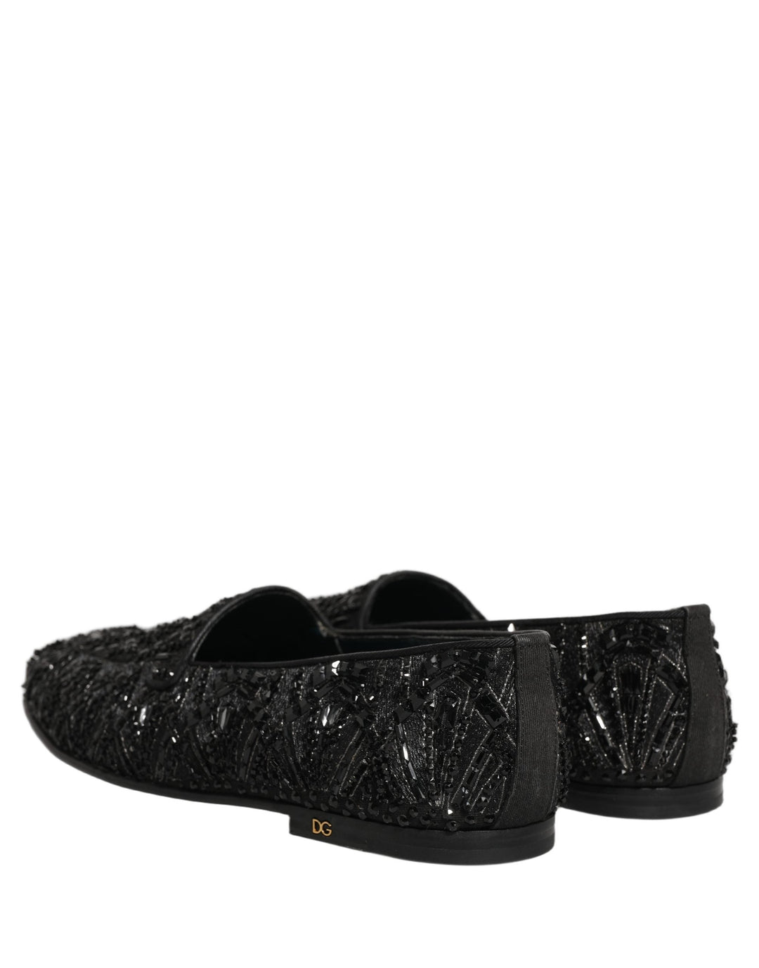 Men’s Dolce &amp; Gabbana Black Velvet Embroidered Dress Loafers Shoes