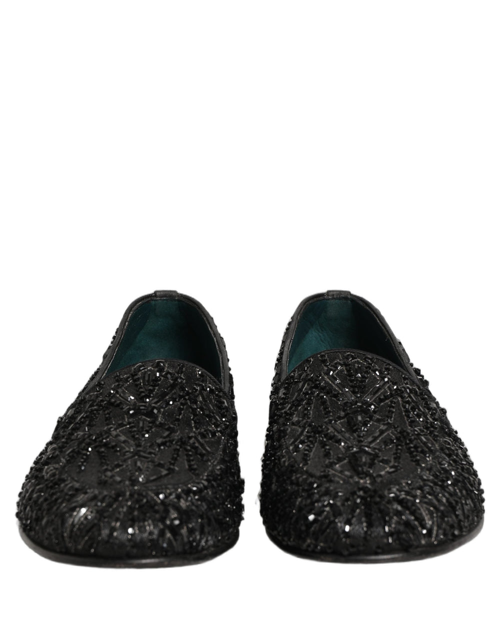 Men’s Dolce & Gabbana Black Velvet Embroidered Dress Loafers Shoes