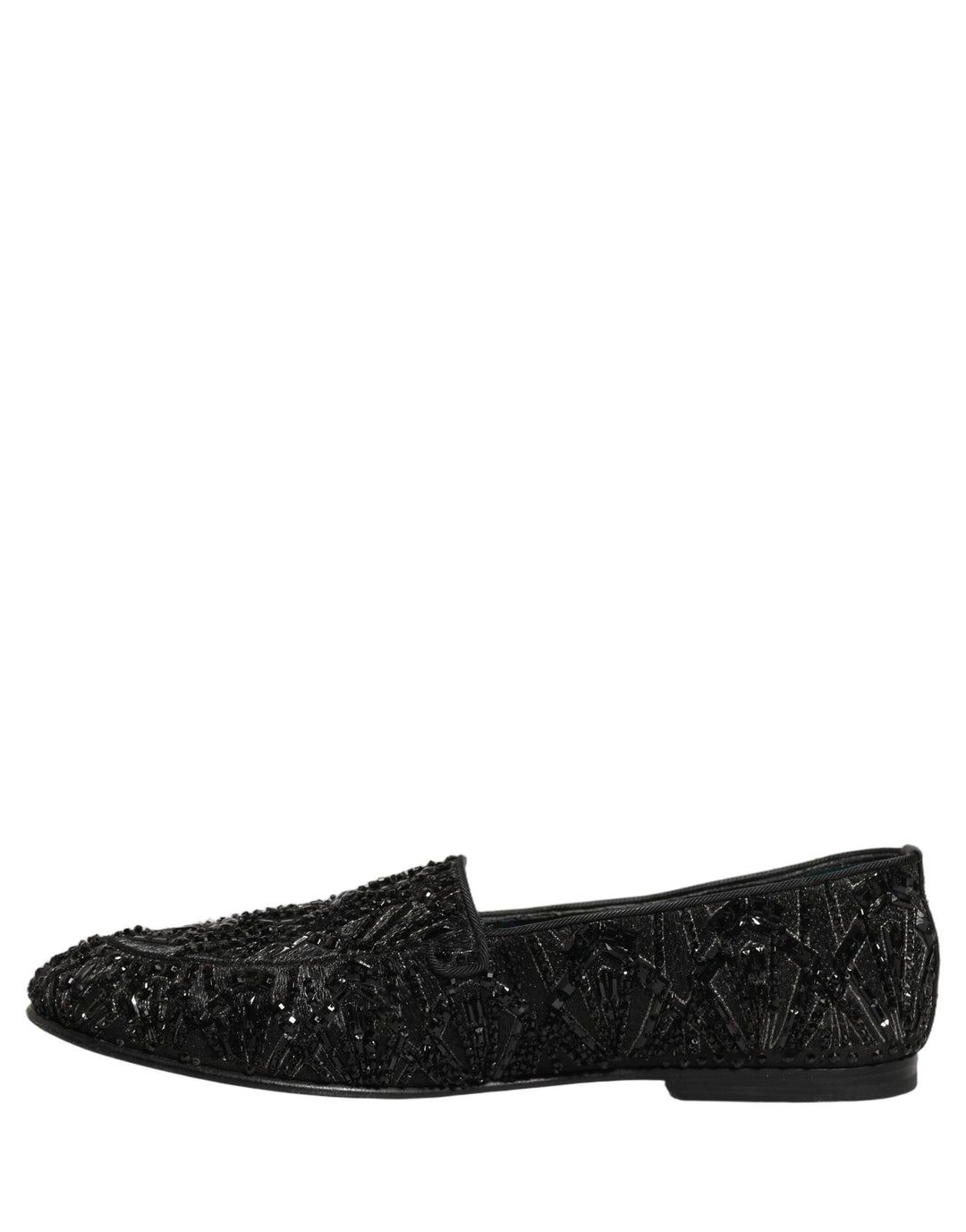 Men’s Dolce &amp; Gabbana Black Velvet Embroidered Dress Loafers Shoes