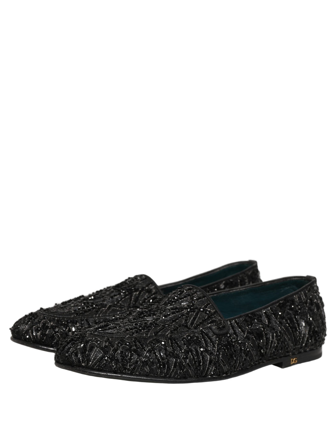 Men’s Dolce &amp; Gabbana Black Velvet Embroidered Dress Loafers Shoes