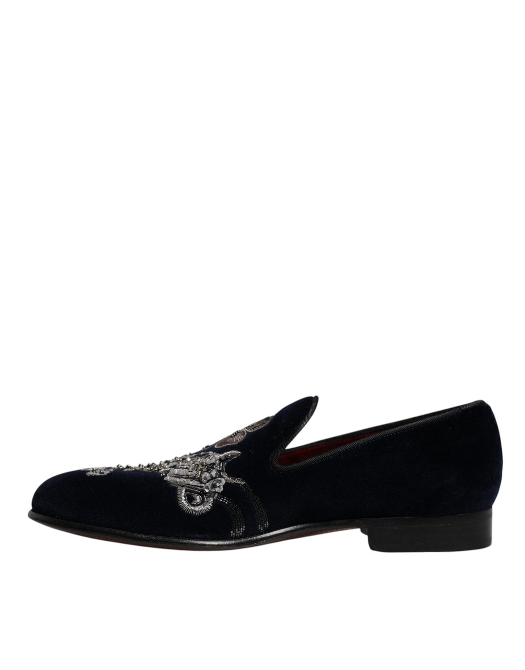 Men’s Dolce &amp; Gabbana Black Velvet Floral Gun Loafers Dress Shoes