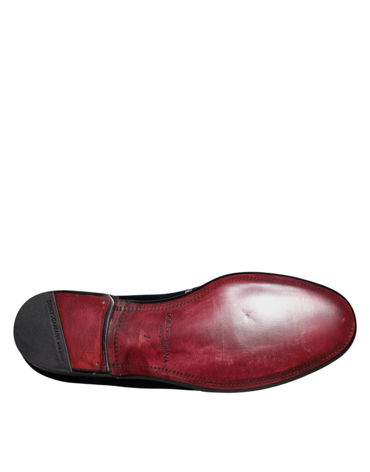 Men’s Dolce &amp; Gabbana Black Velvet Floral Gun Loafers Dress Shoes