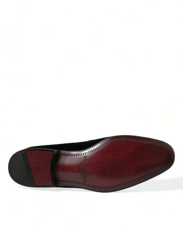Men’s Dolce &amp; Gabbana Black Velvet Loafers Formal Dress Shoes