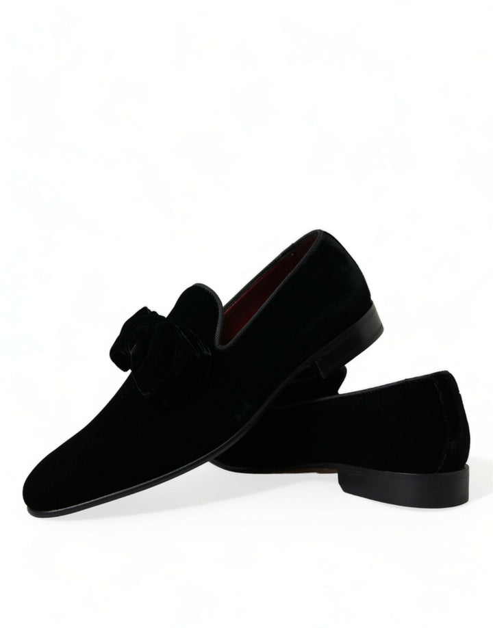 Men’s Dolce &amp; Gabbana Black Velvet Loafers Formal Dress Shoes