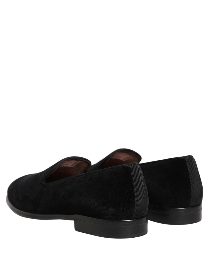 Men’s Dolce &amp; Gabbana Black Velvet Loafers Formal Men Dress Shoes