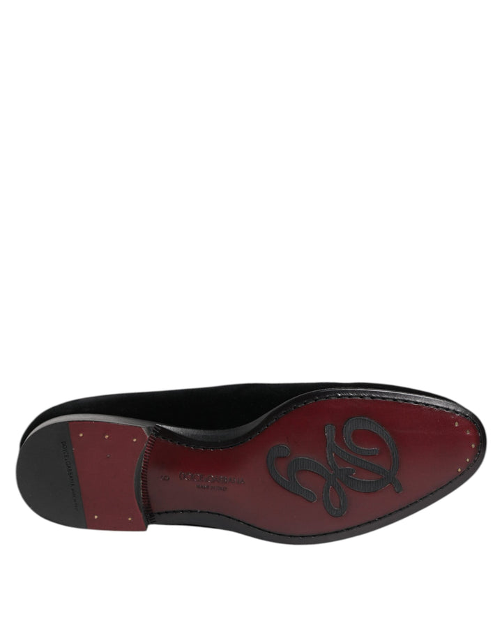 Men’s Dolce &amp; Gabbana Black Velvet Loafers Formal Men Dress Shoes