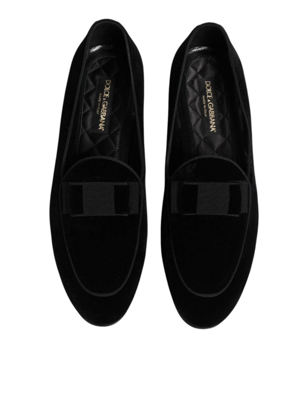 Men’s Dolce &amp; Gabbana Black Velvet Loafers Formal Men Dress Shoes