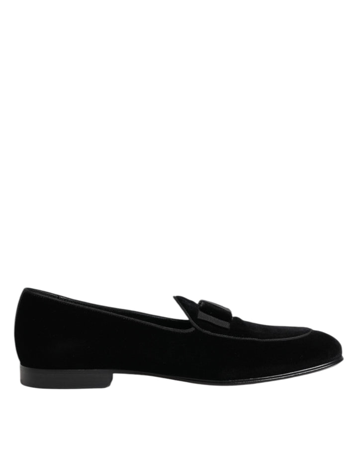 Men’s Dolce &amp; Gabbana Black Velvet Loafers Formal Men Dress Shoes