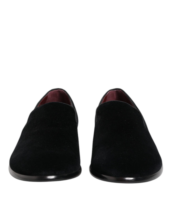 Men’s Dolce &amp; Gabbana Black Velvet Loafers Formal Men Dress Shoes