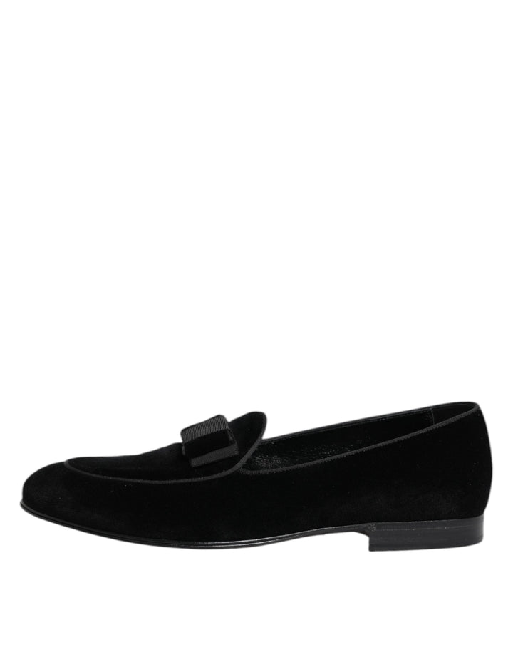 Men’s Dolce &amp; Gabbana Black Velvet Loafers Formal Men Dress Shoes