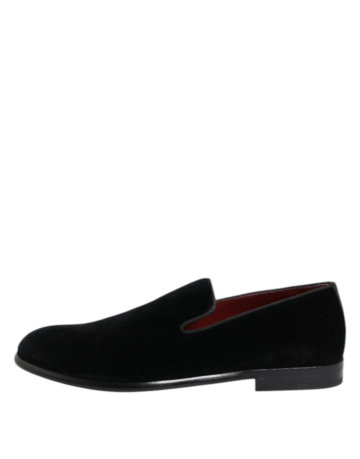 Men’s Dolce &amp; Gabbana Black Velvet Loafers Formal Men Dress Shoes