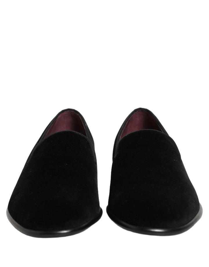 Men’s Dolce &amp; Gabbana Black Velvet Loafers Formal Men Dress Shoes
