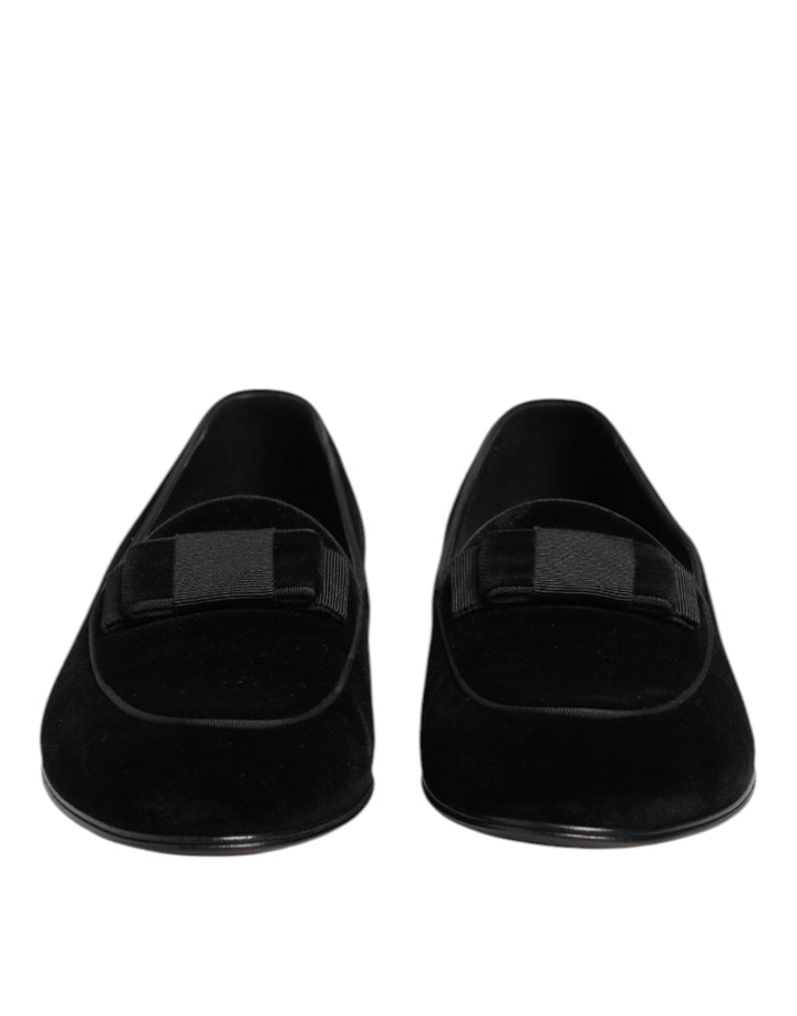Men’s Dolce &amp; Gabbana Black Velvet Loafers Formal Men Dress Shoes