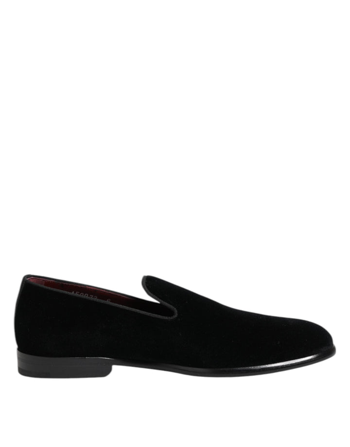 Men’s Dolce &amp; Gabbana Black Velvet Loafers Formal Men Dress Shoes