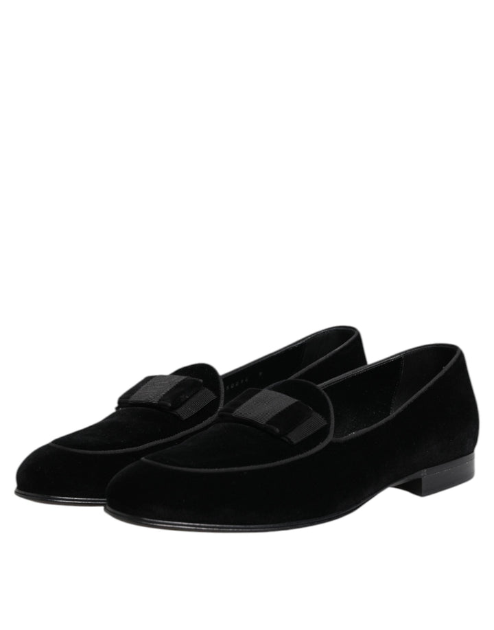Men’s Dolce &amp; Gabbana Black Velvet Loafers Formal Men Dress Shoes