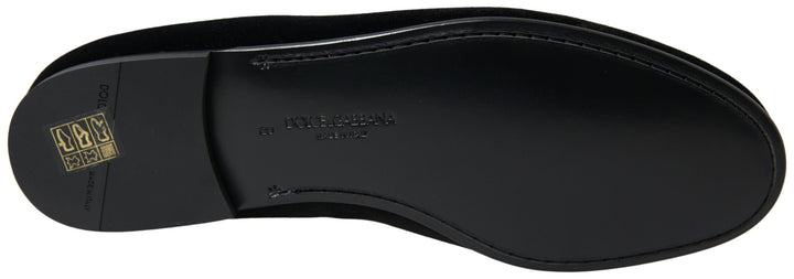 Men’s Dolce &amp; Gabbana Black Velvet Loafers Formal Shoes