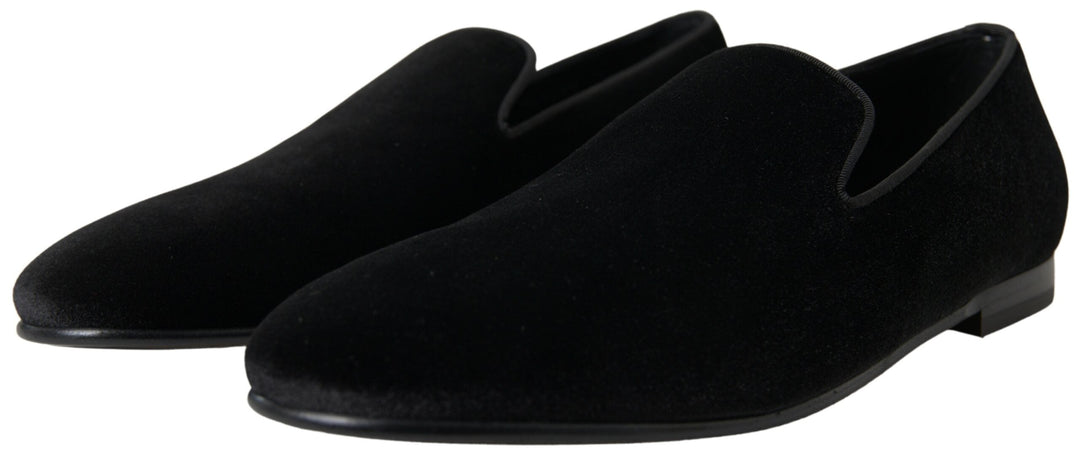 Men’s Dolce &amp; Gabbana Black Velvet Loafers Formal Shoes